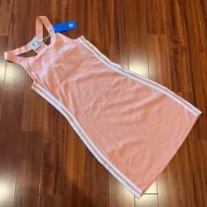 Adidas Racerback Athletic Dress Coral Pink Three Stripe Athleisure New Size XS